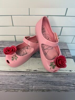 Mini Melissa Ultra Girl PINK Beauty and the Beast Toddler Rose 🌹 Shoes Size 9